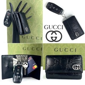 💎 GUCCI Leather GG Signature 6 Key Holder Case